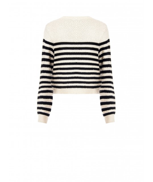Pull rayé en crochet avec logo Rr Rinascimento