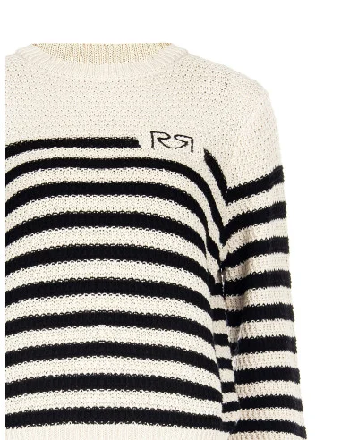 Striped Crochet Sweater With Rr Logo Rinascimento