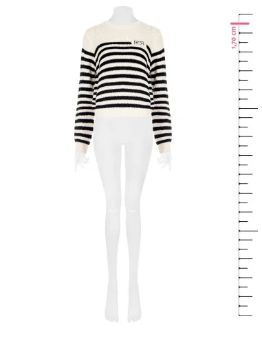 Maglia Crochet A Righe Con Logo Rr Rinascimento