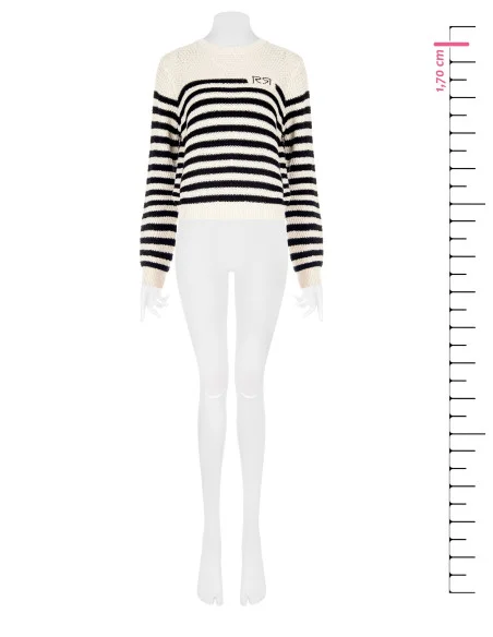 Striped Crochet Sweater With Rr Logo Rinascimento