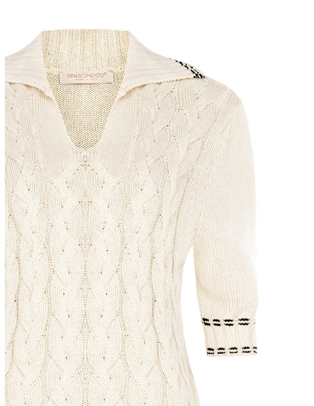 Polo In Maglia A Trecce Con Scollo A V Rinascimento