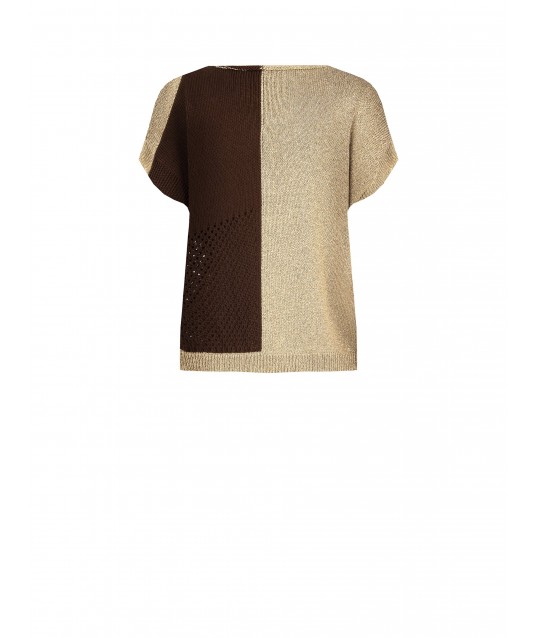 Pull perforé en coton et viscose avec rincimento en lurex