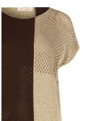 Perforated Cotton And Viscose Blend Sweater With Lurex Rinascimento