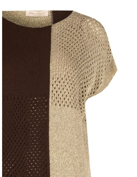 Perforated Cotton And Viscose Blend Sweater With Lurex Rinascimento