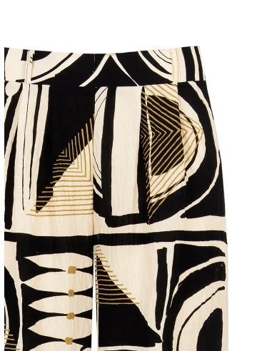 Pantaloni Palazzo In Viscosa Leggermente Stropicciata Con Elastico Dietro Rinascimento