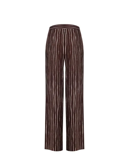 Irregular Striped Cotton Palace Trousers With Side Zip Rinascimento