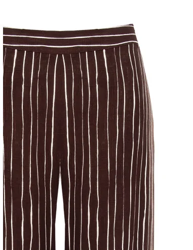 Pantaloni Palazzo In Cotone A Righe Irregolari Con Zip Laterale Rinascimento