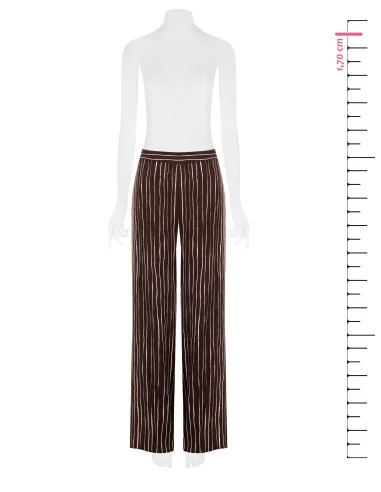 Pantaloni Palazzo In Cotone A Righe Irregolari Con Zip Laterale Rinascimento