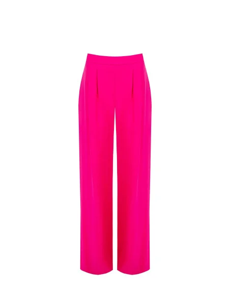 Pantalon de palais en viscose mélangée légèrement froissé avec élastique au dos Rinascimento