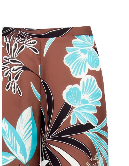 Pantaloni Palazzo Extra Larghi In Raso A Fiori Rinascimento