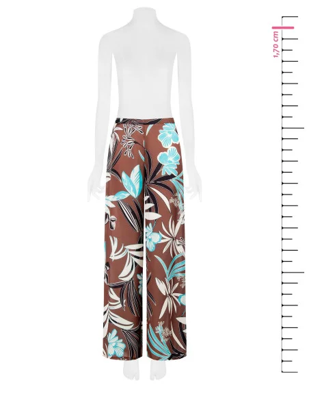 Pantalon Palazzo Extra Large En Satin Avec Fleurs Rinascimento