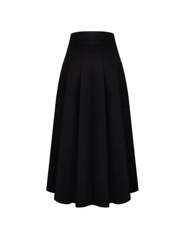 Pleated Cotton Wheel Skirt With Front Slit Rinascimento