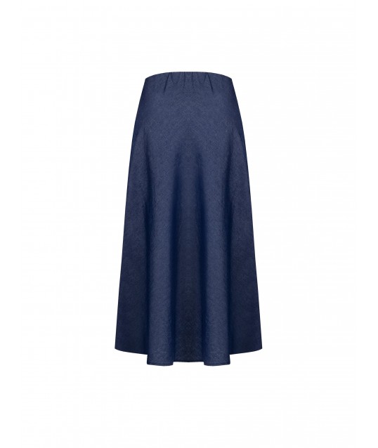 Jupe longue évasée en denim léger avec logo Rr Tag Rinascimento