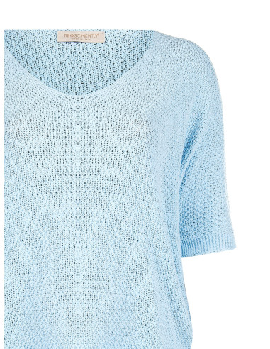 Rinascimento Curvy - Pull à col V en nid d'abeille en coton mélangé large