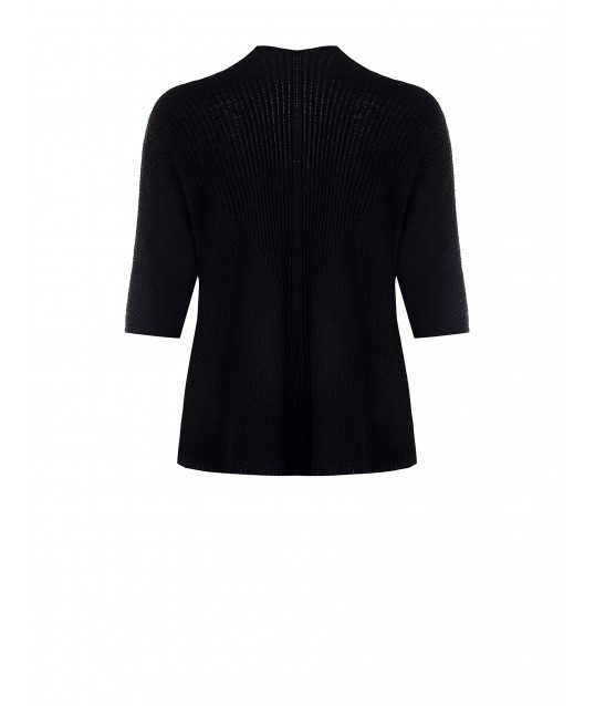 Rinascimento Curvy Open Cardigan In Cotton Blend Woven And Perforated Knit With Pockets