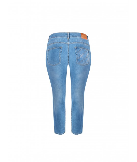 Jeans Curvy Skinny Elasticizzati Lavaggio Medio Con Strass Sulla Tasca Dietro Rinascimento Curvy