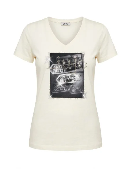 Liu Jo - T-shirt imprimé et orné de strass