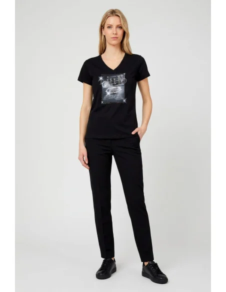 T-Shirt Con Stampa E Strass Liu Jo