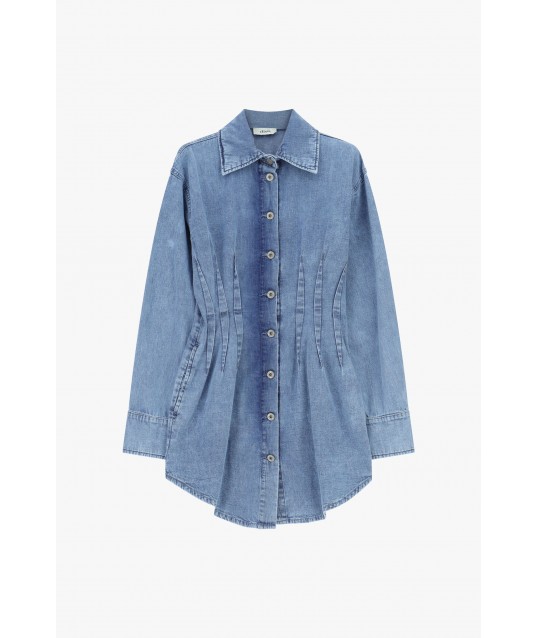 Short Dress Buttons Darts Classic Collar Dixie