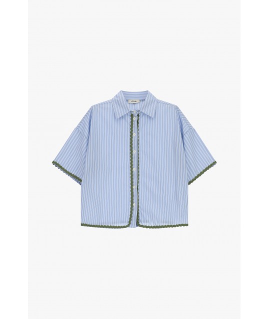 Striped Shirt With Scalloped Profiles And Short Sleeves Dixie