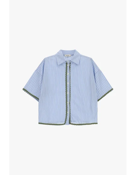 Camicia A Righe Con Profili Smerlati E Maniche Corte Dixie