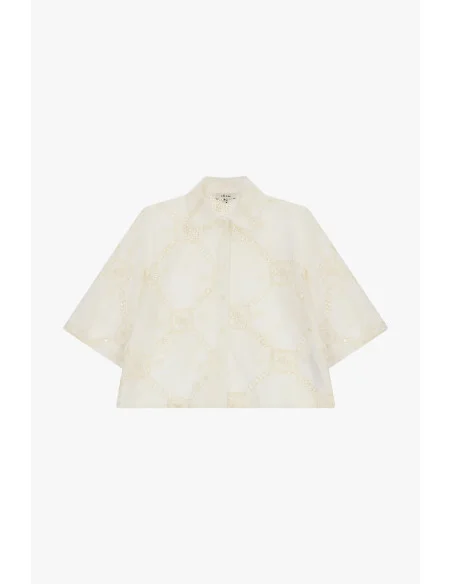 Chemise croisée avec broderie géométrique et manches larges Dixie