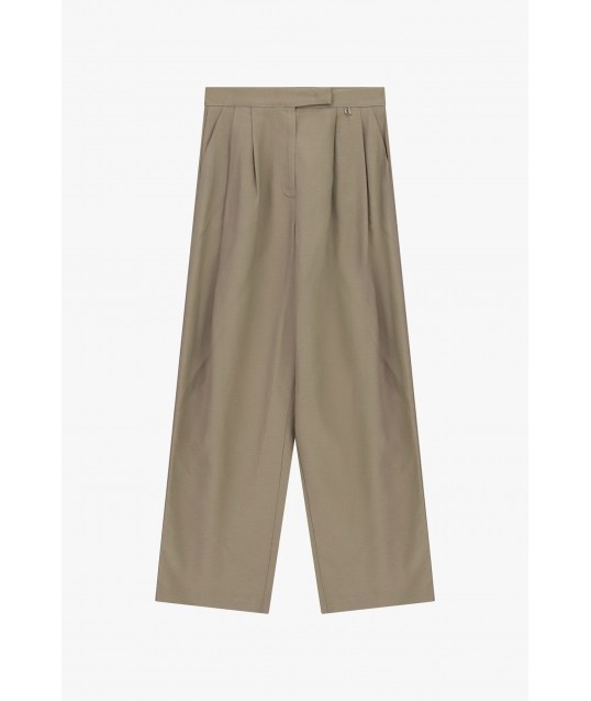 Pantaloni Palazzo A Vita Alta Con Pinces Frontali Dixie