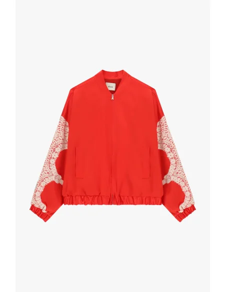 Bomber Con Maniche In Pizzo E Zip Centrale Dixie