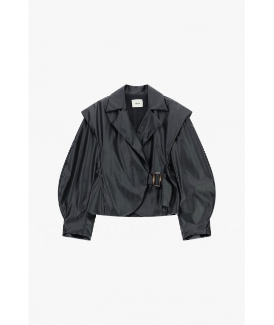 Veste en simili-cuir avec ceinture et manches volumineuses Dixie