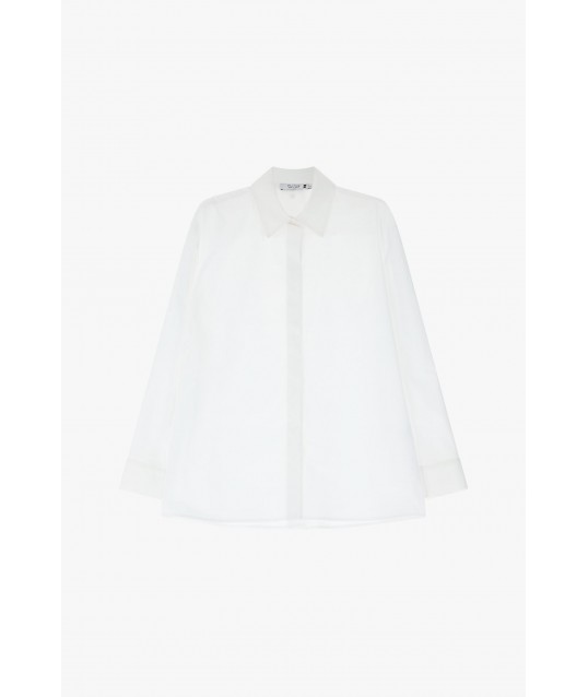 Shirt With Classic Collar And Loose Sleeves Please