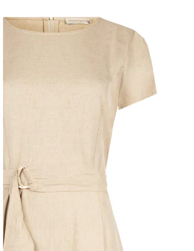 Longue robe en viscose et lin mélangés avec ceinture coordonnée Rinascimento