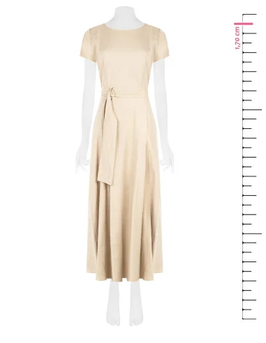 Long Mixed Viscose And Linen Dress With Coordinated Belt Rinascimento