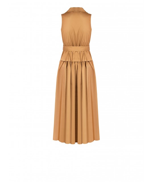 Long Cotton Wheel Chemisier Dress With Coordinated Belt Rinascimento
