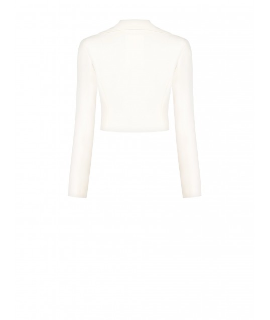 Giacca Blazer Sfiancata Corta In Tessuto Fluido Con Anelli Sul Rever Rinascimento