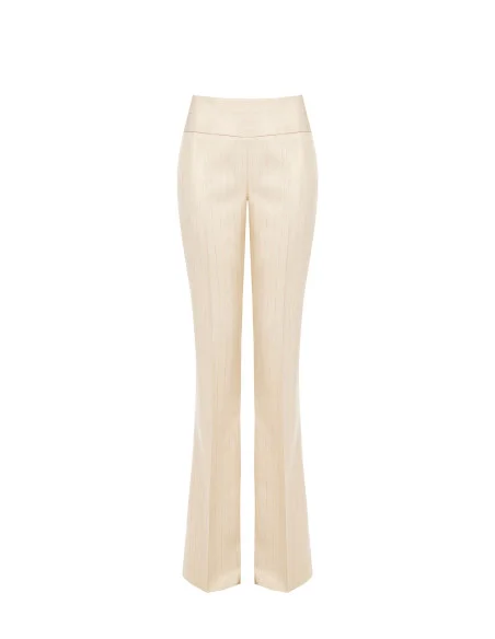 Rinascimento Straight Trousers in Striped Technical Fabric with Lurex Glitter Effect