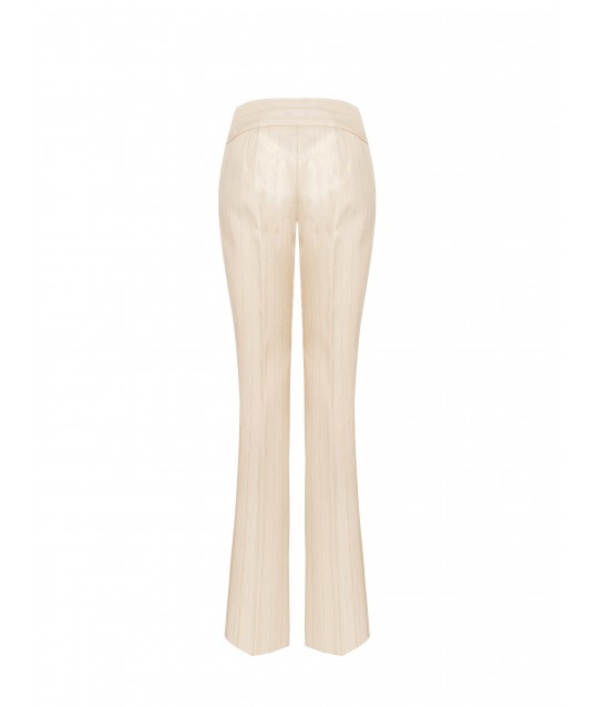 Rinascimento Straight Trousers in Striped Technical Fabric with Lurex Glitter Effect