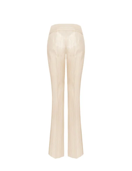 Pantaloni Dritti In Tessuto Tecnico A Righe Con Lurex Effetto Glitter Rinascimento