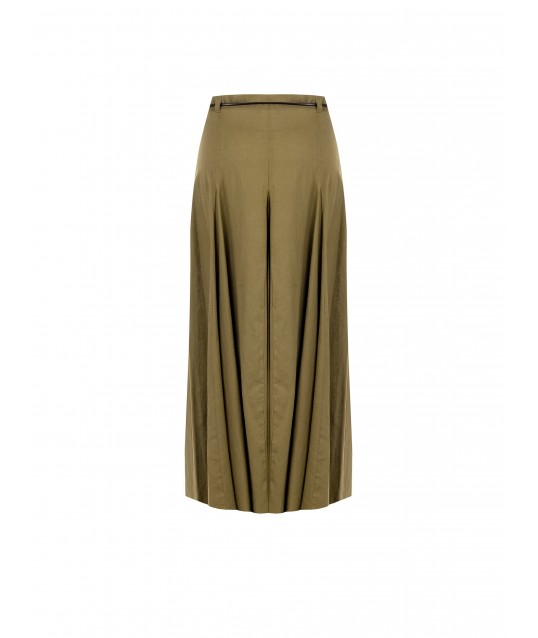 Jupe longue à roulettes en lin et viscose mélangés avec ceinture fine en similicuir assortie Rinascimento
