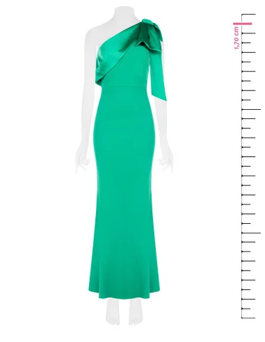 Robe longue évasée en scuba crêpe avec nœud en satin Rinascimento